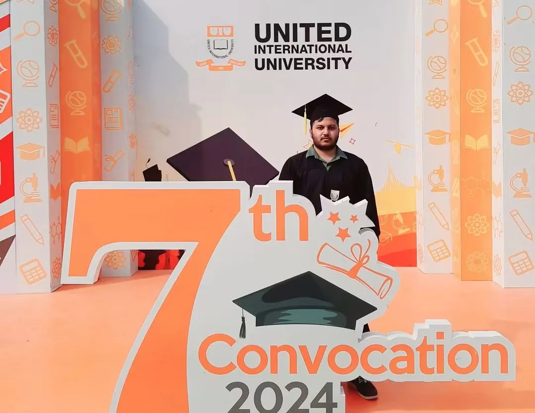 Asif Rezan in graduation attire at United International University